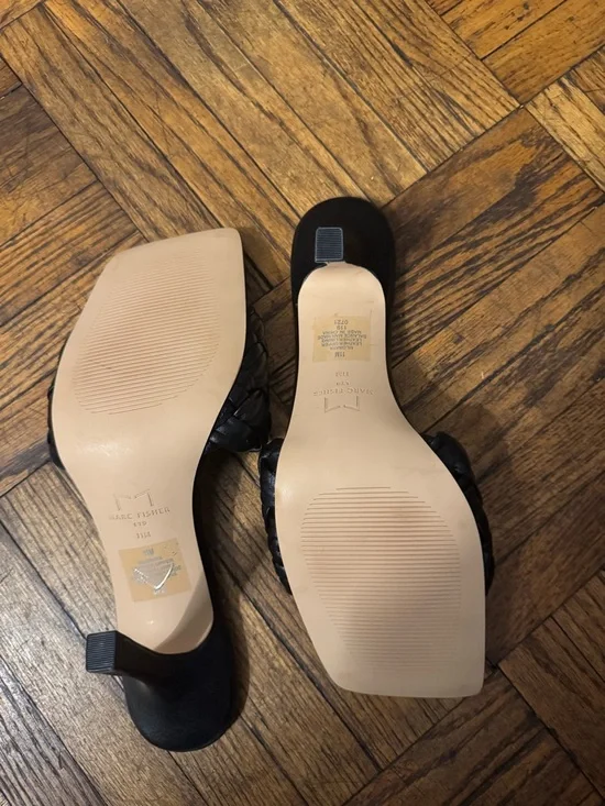 Marc Fisher Black Braided Square-Toe Slide Mules - Picture 5 of 5